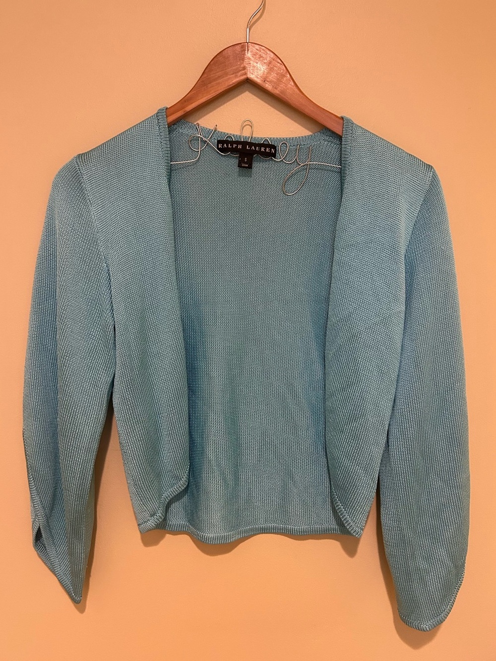 Ralph Lauren Black Label Women's Light Blue Open-Front 100% Silk Cardigan Size S